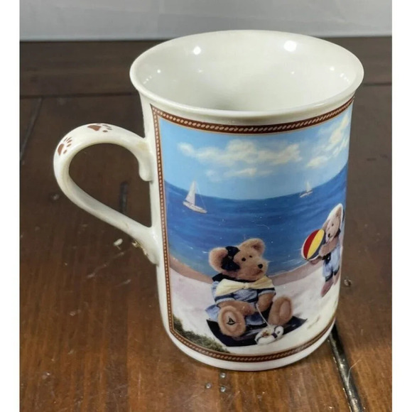 Boyds Bear Collector Mugs Bearfoot At The Beach Danbury Mint Coffee Tea Cup 4” - Picture 3 of 5